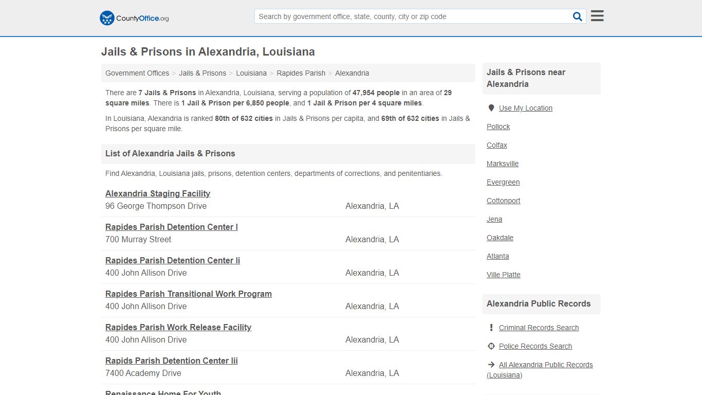 Jails & Prisons - Alexandria, LA (Inmate Rosters & Records)